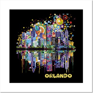 Orlando Florida City Skyline Pop Art Wanderlust Travel Posters and Art